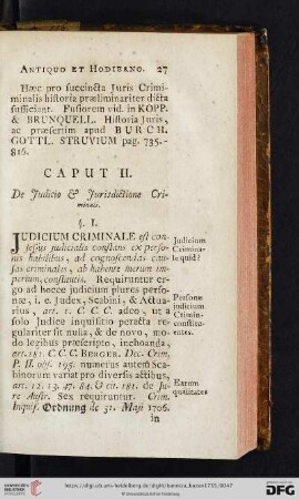 Caput II.: De Judicio & Jurisdictione Criminali