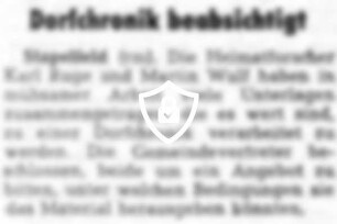 Dorfchronik beabsichtigt