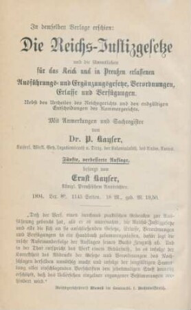 In demselben Verlage erschien: ...