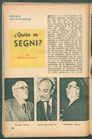 ¿Quién es Segni? : Figuras de actualidad