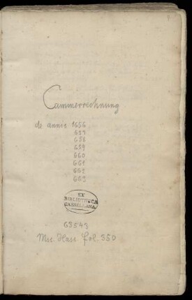 Kammerrechnung 1656 - 1663