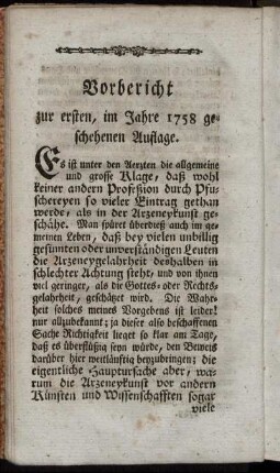 Vorbericht zur ersten, im Jahre 1758 geschehenen Auflage.