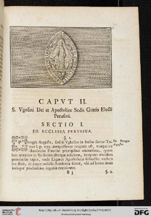 Capvt II: S. Vgolini Dei et Apostolice Sedis Gratia Electi Perusini