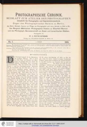 Das Atelier des Photographen Beiblatt No.1 - No.52