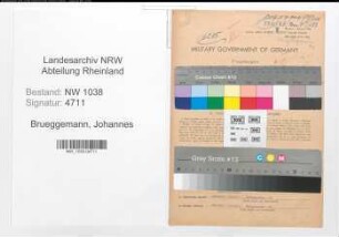 Entnazifizierung Johannes Brueggemann , geb. 14.05.1909 (Postangestellter)