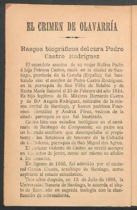 Rasgos biográficos del cura Pedro Castro Rodriguez