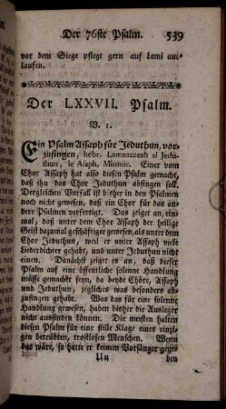 Der LXXVII. Psalm.
