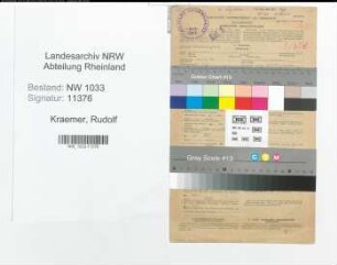 Entnazifizierung Rudolf Kraemer , geb. 28.03.1894 (Polizeibeamter)