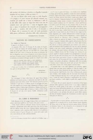 Notizie ed osservazioni