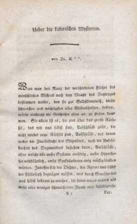 Ueber die kabirischen Mysterien