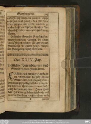 Das XXIV. Cap. Gottselige Betrachtungen und Gedancken eines Hausvatters.