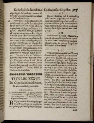 Titulus XXXVII. De Capellis Monachorum, & aliorum Religiosorum