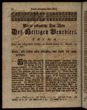 50-66, Vierte erbauliche Lob-Rede Des heiligen Benedicti.