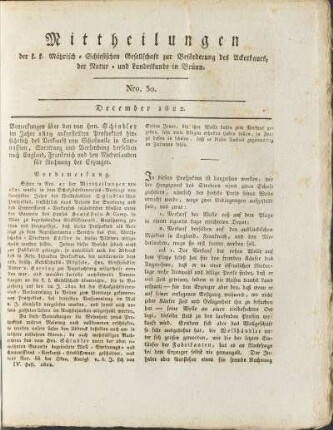 Mittheilungen. Nro. 50. December 1822.