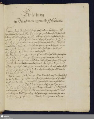 Einleitung in Dresdens ungewiße Geschichte.