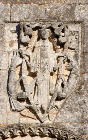 Frankreich. Poitou Charentes. Charente. Gensac la Pallue. Romanische Kirche. 12 Jahrhundert. Hochrelief