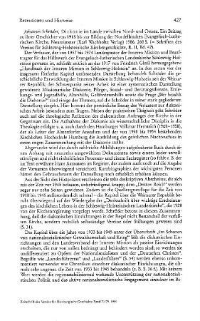 Schröder, Johannes :: Diakonie im Lande zwischen Nord- und Ostsee, ein Beitrag zu ihrer Geschichte von 1918 bis zur Bildung der Nordelbischen Evangelisch-Lutherischen Kirche, (Schriften des Vereins für Schleswig-Holsteinische Kirchengeschichte, Reihe 2, 42) : Neunmünster, Wachholtz, 1986