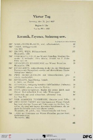 Keramik, Fayence, Steinzeug usw. (Nr. 785-873)