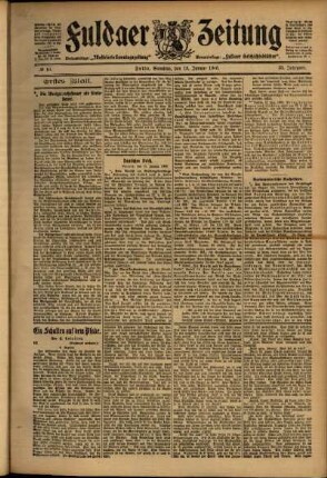 Erste Ausgabe vom Samstag, den 13. Januar 1906.