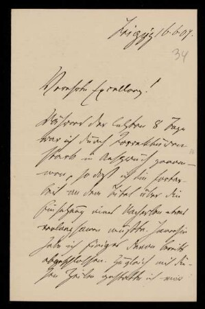 34: Brief von Emil Strohal an Gottlieb Planck, Leipzig, 16.6.1907