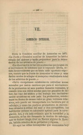 VII. Comercio interior
