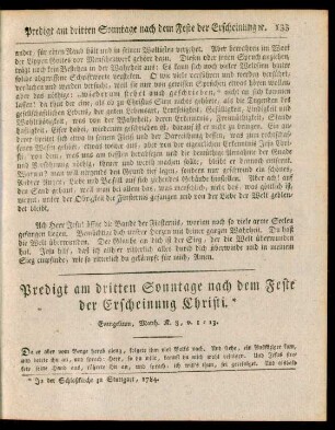 Predigt am dritten Sonntage nach dem Feste der Erscheinung Christi