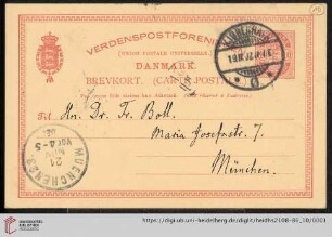 Briefe von Johan L. Heiberg an Franz Boll: Karte von Johan L. Heiberg an Franz Boll