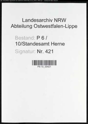 Sterberegister Standesamt Herne