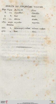 Errata du cinquième volume