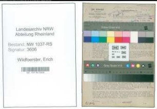 Entnazifizierung Erich Wildfoerster , geb. 23.03.1904 ()