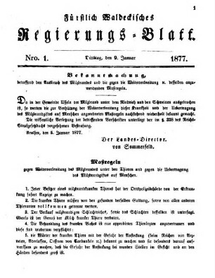 Fürstlich-Waldeckisches Regierungsblatt, 67. 1877