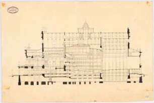Neues Theater (Oper), Frankfurt/Main: Längsschnitt mit Innenansicht 1:200