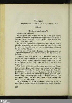 Somme : 2. September 1916 bis 17. September 1916