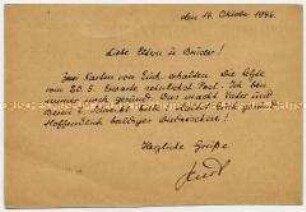 Vordruck-Postkarte aus einem sowjetischen Kriegsgefangenenlager an die Familie in Dortmund - Personenkonvolut