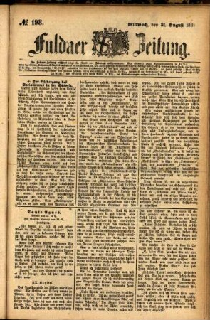 Ausgabe vom Mittwoch, den 31. August 1881.