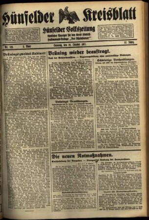 Zweite Ausgabe vom Samstag, den 10. Oktober 1931.