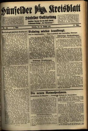 Zweite Ausgabe vom Samstag, den 10. Oktober 1931.