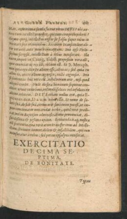 Exercitatio Decima Septima. De Bonitate.