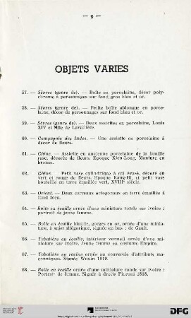 Objets varies (Nr. 57-139)