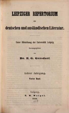 Leipziger Repertorium der deutschen und ausländischen Literatur. 32. 1850 = Jg. 8, Bd. 4