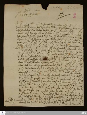 Brief von Albert Anton Vierorth an Heinrich Milde.