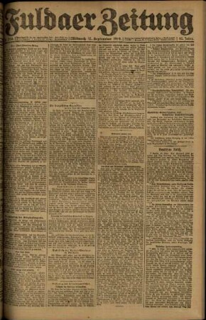 Erste Ausgabe vom Mittwoch, den 17. September 1919.