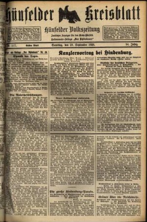 Erste Ausgabe vom Samstag, den 29. September 1928.