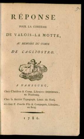 Réponse Pour La Comtesse De Valois-La Motte, Au Memoire Du Comte De Cagliostro