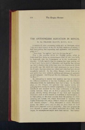 The Anti-English Agitation in Bengal