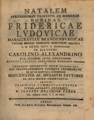 Commentatiuncula super Lucretii prooemio