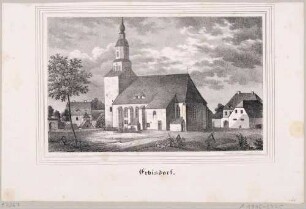 Die Kirche in Erbisdorf (Brand-Erbisdorf) in Mittelsachsen, aus Sachsens Kirchen-Galerie von Hermann Schmidt, 1838, Bd. 2