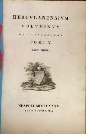 Herculanensium voluminum quae supersunt. 5,1. 1835