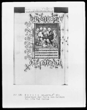 Gebetbuch der Maria von Geldern — Hauptteil, Folio 20recto-423verso — Die Miniaturen des Hauptteils vom Meister der Maria von Geldern, Folio 19verso & 146recto-409verso — Tod Mariae, Folio 223verso