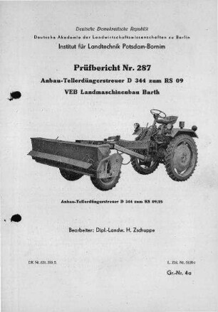 Anbau-Tellerdüngerstreuer D 344 zum RS 09